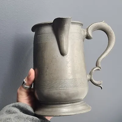 £80 • Buy Antique Georgian Pewter Jug Vintage Pint Mug With Pouring Spout C1820