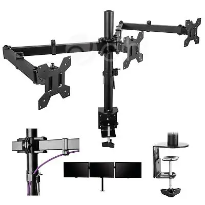 Dihl Triple Arm Screen Desk Mount Bracket LED Computer Monitor Stand 13-26” TV • £32.99