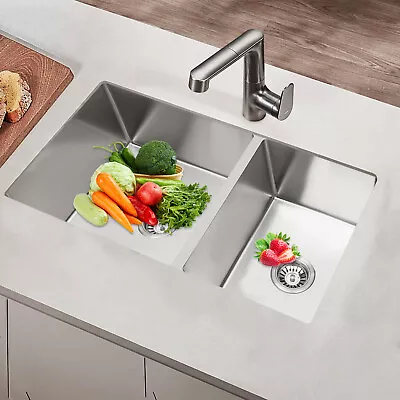 33'' Kitchen Sink 304 Stainless Steel Sink Double Bowls Brushed Kitchen Sink • $223