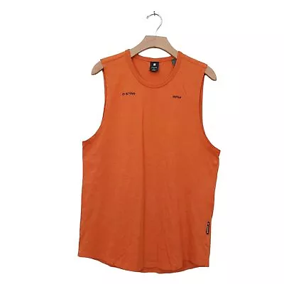 G-Star Raw Tank Top Mens Small Orange Breathable Lightweight Cotton Summer Beach • $20.98