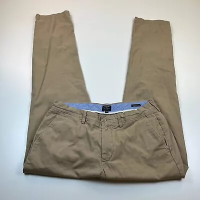 J Crew Sutton Summerweight Chino Pants Mens 32x32 Brown Cotton Flat Front Casual • $17.99