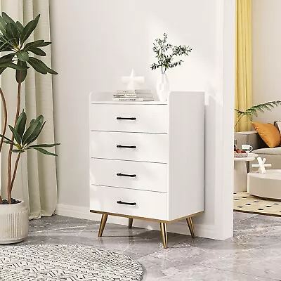 4-Drawer Cabinet Veneered Fabric Drawer Storage Cabinet White • $98.99