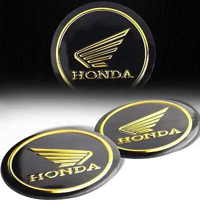 $11.99 • Buy 2x 2  3D Logo Emblem Decal Fairing/Gas Tank Sticker For Honda Black+Chromed Gold
