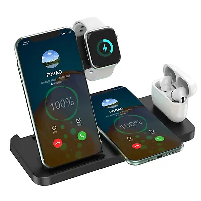 $34.99 • Buy Wireless Charger Dock Charging Station 4 In 1 For Apple Watch IPhone 13 12 11 XS