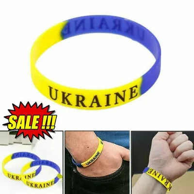 £1.46 • Buy Ukraine National Flag Bracelet Elastic Silicone Wristband SUPPORT PEACE