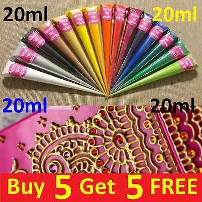 20ml Acrylic Henna Paint Cones Mehndi Candles Canvas Handmade Gifts Art Work • £3.50