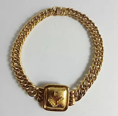 Vintage Trifari Gold Tone Chain Link Crystal Necklace • $125