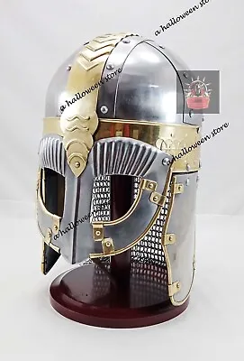 Viking Mask Helmet W/Chain Mail Medieval Armor Roleplay Costume Halloween Helmet • $107.27