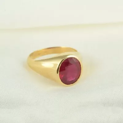 2.20ct Oval Cut Natural Ruby Men's Wedding Ring Solid 10k Yellow Gold • $892.49