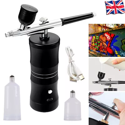 Mini Airbrush Compressor Kit Air Brush Spray Gun Cake Paint Nail Art Tattoo Tool • £23.99