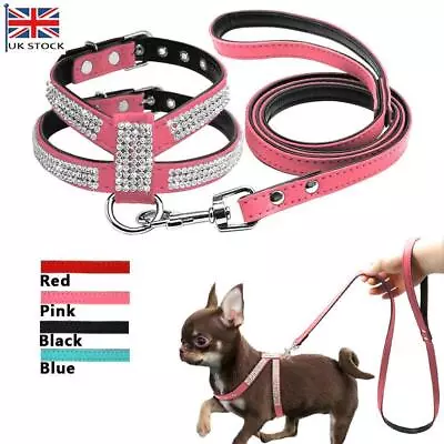£7.99 • Buy Small Pet Bling Rhinestone Harness Leash Walking Lead Puppy Dog Cat Chihuahua UK