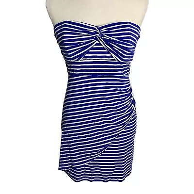 $29.96 • Buy VaVa By Joy Han Strapless Mini Dress S Blue White Stripe Boning Zip Empire Waist