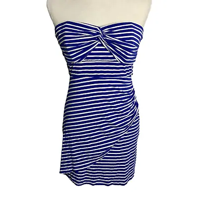 VaVa Joy Han Strapless Mini Dress Womens S Blue White Stripe Boning Empire Waist • $24.47