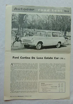 £3.98 • Buy Autocar Road Test 1916 Ford Cortina De Luxe Estate 1198cc 29/3/1963