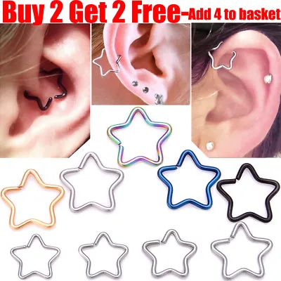 £0.99 • Buy Surgical Steel Star Daith Ring Helix Ring Cartilage Tragus Ring Hoop Earring