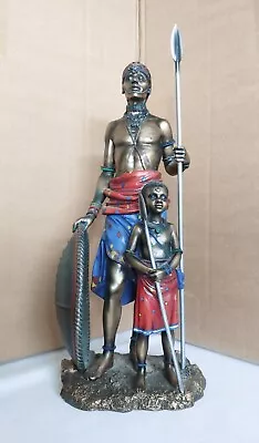 The Leonardo Collection Masai Figure 2003 Father & Son 33cm • £50