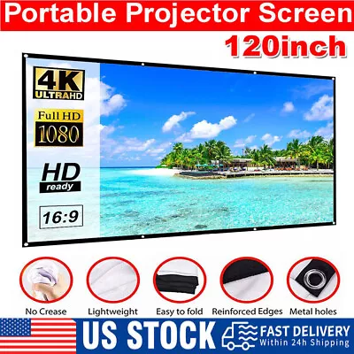 120  Projector Screen Portable Foldable Outdoor Home Movie Cinema Theatre 16:9 • $16.96