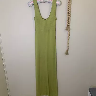 Retro Vintage Green Dress Betty B Size 8 Small Boho Fitted Maxi Casual Statement • $34.86