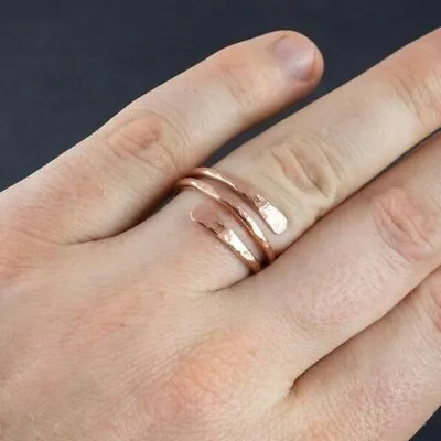 Pure Solid Copper Hammered Dainty Adjustable Women Band Handmade Ring Jewelry • $10.27