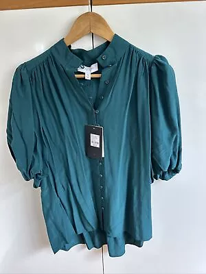 $42 • Buy BNWT Witchery Teal Green Size 10 Button Thru Shirt
