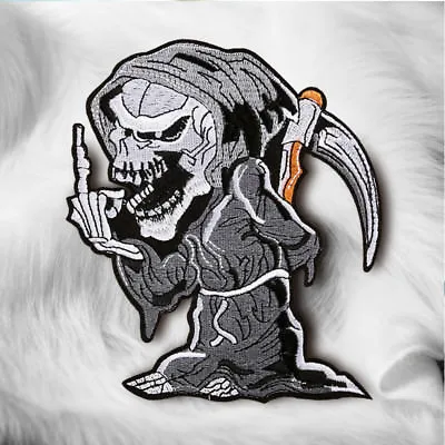 DIY Grim Reaper Devil Skull Embroidered Sew On Iron On Patch Badge Fabric Craft • £4.31
