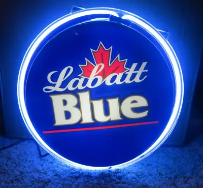 Vintage Labatt Blue & Light Beer Real Glass 2 Sided Neon Pub Sign-canadian-lager • $99.99