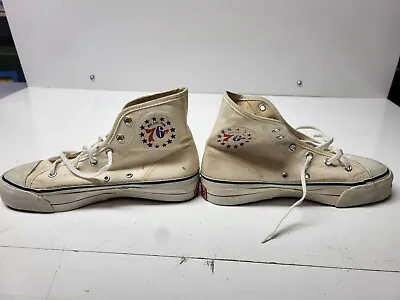 Vintage 1960's Philadelphia 76er Canvas Basketball Shoes Unbranded Suction 2.5Y • $40