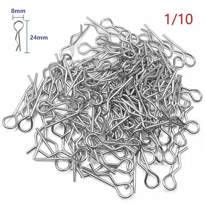 Shiny Silver Body Shell Clip Pins For 1/10 1/8 Scale For RC Cars 100pcs • £9.61