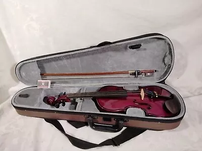 $120 • Buy 1/4 Violin Set Ready To Play Helmke Age 6-7 Case Bow German New Setup  Purple
