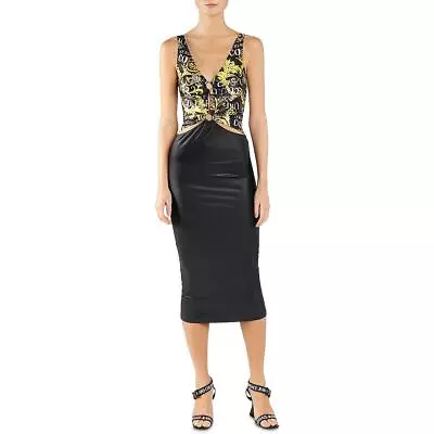 Versace Jeans Couture Womens Black Cut Out Printed Bodycon Dress 2 BHFO 4315 • $143.99