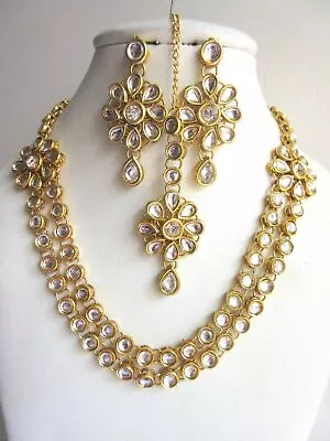 $21.59 • Buy Indian Bollywood Kundan Necklace Earrings Tikka Fashion Jewelry Sets