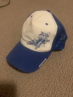 Vintage Yamaha Racing Motorcycle Racing Trucker Hat Snapback Blue Mesh • $15.95