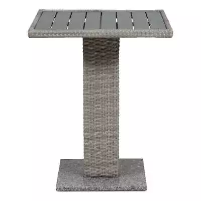 Pemberly Row Outdoor Patio PE Wicker / Rattan Bistro Table In Gray • $144.35