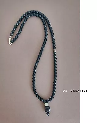 New Men's 925 Sterling Silver With Black Onyx Design Style Necklace • $79