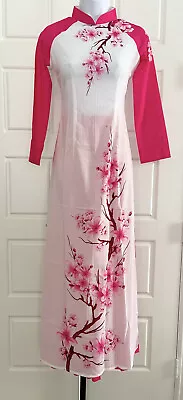 Large-Pre-made Ao Dai Set 3D Vietnamese Traditional - Hot Pink/White • $30