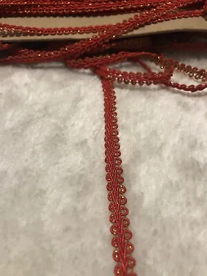 7mm Red&Gold Braid Ribbon Gimp Lace Trim Sewing Rococo Cord Chocker Per Meter • $1.99