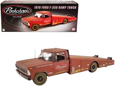 ACME 1:18 Porkchop's Chop Shop 1970 Ford F-350 Ramp Truck Rusted Red A1801416 • $136.95