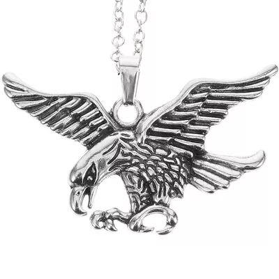  Antique Necklace Mens Eagle Stainless Steel Punk Independent Day Charm • £4.79