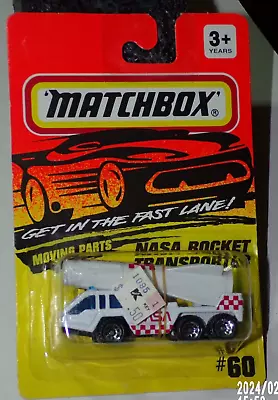 1993 Vintage MATCHBOX Moving Parts White Red NASA ROCKET TRANSPORTER #60 MOSC • $3.24