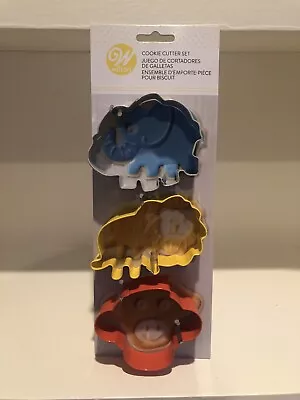 NEW Wilton Metal Jungle Circus Cookie Cutter Set Of 3 - Elephant Monkey Lion • $12.99