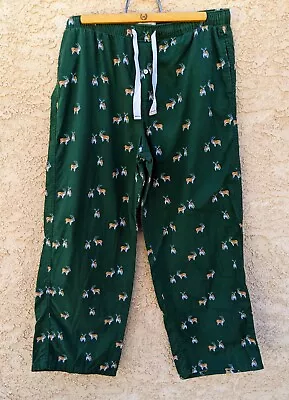 J Crew Men's Bulldog Green Holiday Christmas Pajama Bottoms Lounge Pants XL  • $38.95