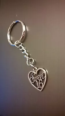 Silver Sweet 16 16th Birthday Keyring Bag Tag Charm • £1.49