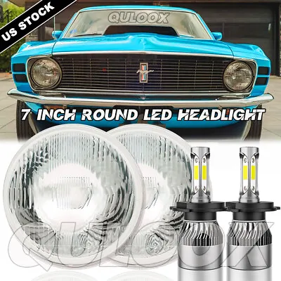 For Ford Mustang F-150 Pickup 7  Inch Round LED Headlights Halo Angel Eyes DRL • $89.99