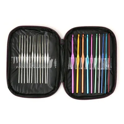 Aluminum Crochet Hooks Needles Knit 22pcs Set Weave Craft Yarn Multi Color NEW • $6.99