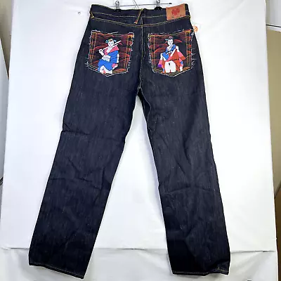 Red Monkey Company Jeans NWT Mens 36x34 Button Fly Loose Baggy Y2k Explicit Art • $58.55
