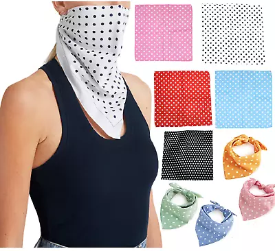 Bandana Polka Dot Headwear Wrap Scarf Hippy Neckerchief Large Cotton Bandanas • £3.95