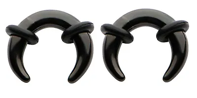 Pair Black Ear Plugs Crescent Buffalo Tapers Pincher Horseshoes Gauges 00g - 14g • $14.49