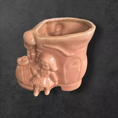 Shawnee Pottery  Old Lady In The Shoe  Pink Pottery Planter  Flower Pot Vintage • $10.79