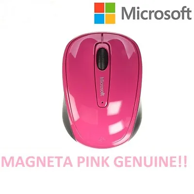 Microsoft (GMF-00276) Mouse 3500 Wireless Optical Laptop Pc Gloss Magneta Pink • £11.99