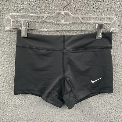 Nike Volleyball Shorts Womens XXS Black White Swoosh DriFit Fitted Short 2XS • $19.02